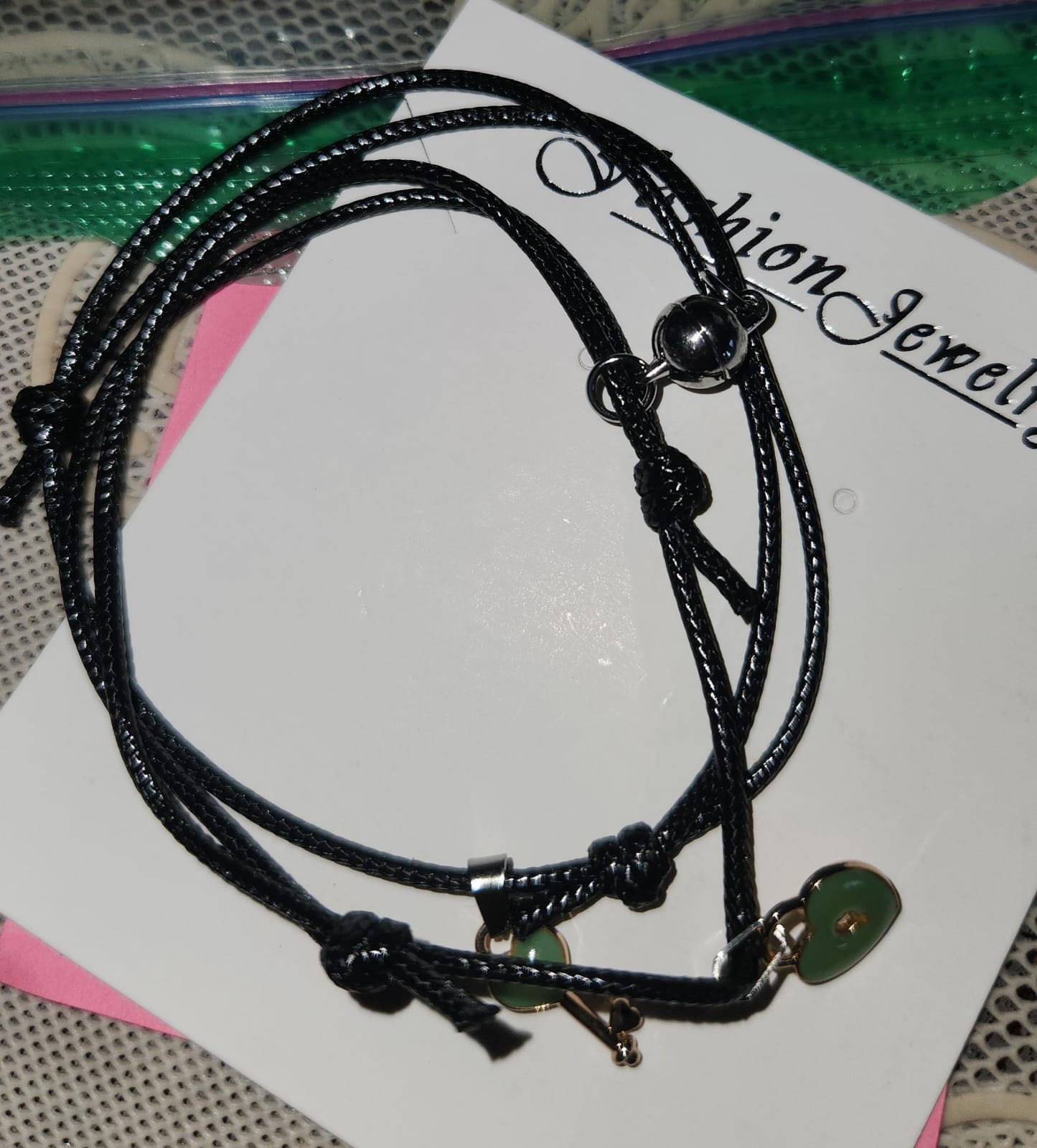PULSERA CORDON COLOR NEGRO CULEBRA BRILLANTE P78